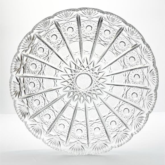 1960s Vintage American Brilliant Period ABP Cut Crystal Glass Tray Platter 11.5” - Picture 2 of 7